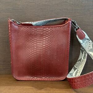 J. Markell Small Asher Crossbody Garnet - Natural Python